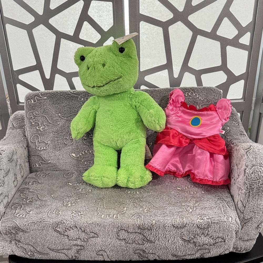 Build-A-Bear Green Spring Frog in Pink Dress - Picture 8 of 8